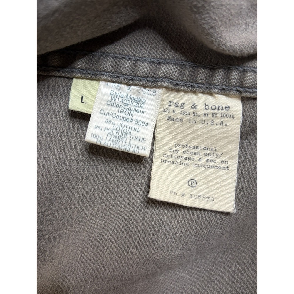 Rag & Bone JEAN Mixed Media Denim Leather Sleeve Jacket Grey Black W1402K302 L - Picture 8 of 9